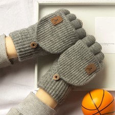 Winter Fingerless Gloves for Men Women, Warm Knit Touchscreen Half Finger