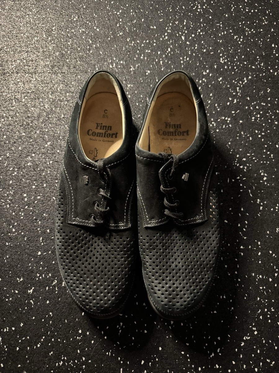Finn Comfort Black Comfort Perforated Shoes Men's Size 8.5 | eBay