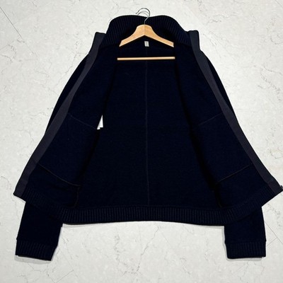 【希少】miumiu men 99-00 ウールスタンドカラーニットブルゾン 紺 Vintage 1999-2000 Miu Miu Men Wool Stand-Up Collar Knit Blouson