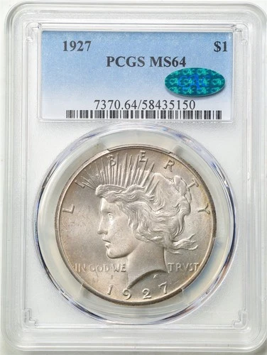 1927 $1 Peace Silver Dollar MS64 PCGS CAC 58435150