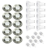 10X Led Einbaustrahler Leuchte Lampe Eisen GebüRstet Rund 4,2W GU10 Warm 2700K