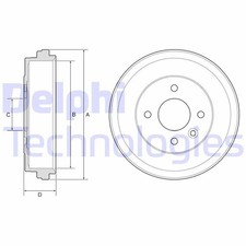 2x DELPHI BF637 Bremstrommeln Ø203mm Hinten für NISSAN MICRA V (K14)