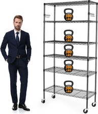 6 Tier Storage Shelves with Wheels, 2100lbs Capacity Heavy Duty Shelving Units,