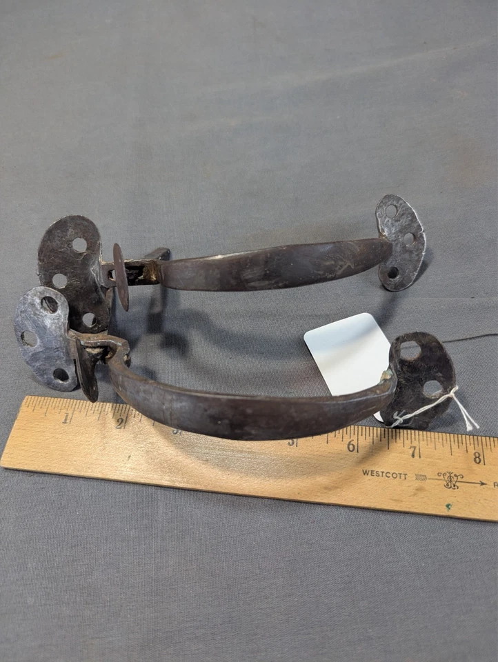 Antique PAIR Cast and Wrought Iron Suffolk Latches 7 1/2" Bean Cusps - Image 2 of 4