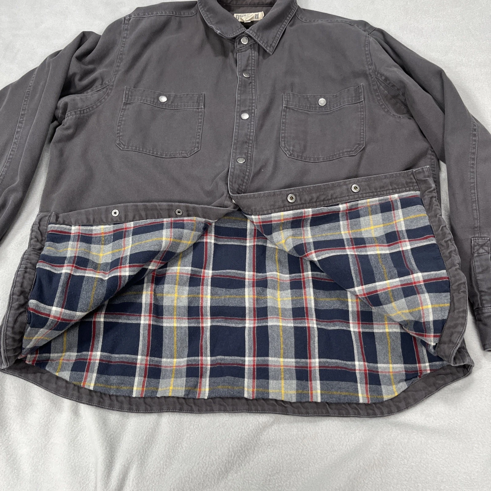 Duluth Trading Co. Jacket Mens 2XL Tall Gray Fire Hose Flannel Lined Pockets image 21