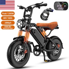 Electric Bike 1200W 48V 28MPH Dual Suspension Fat Tire ebike E Bicycle for Adult