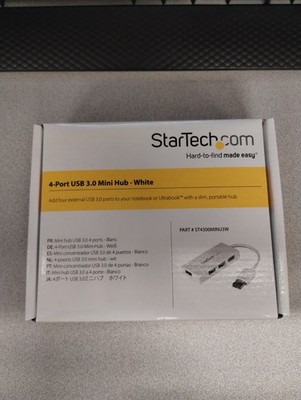 StarTech 4 Port USB 3.0 Hub Built-in Cable SuperSpeed White ST4300MINU3W