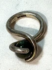 VINTAGE STERLING SILVER BLOODSTONE ORB MODERNIST SIZE 5 RING HANDMADE -FREE SHIP