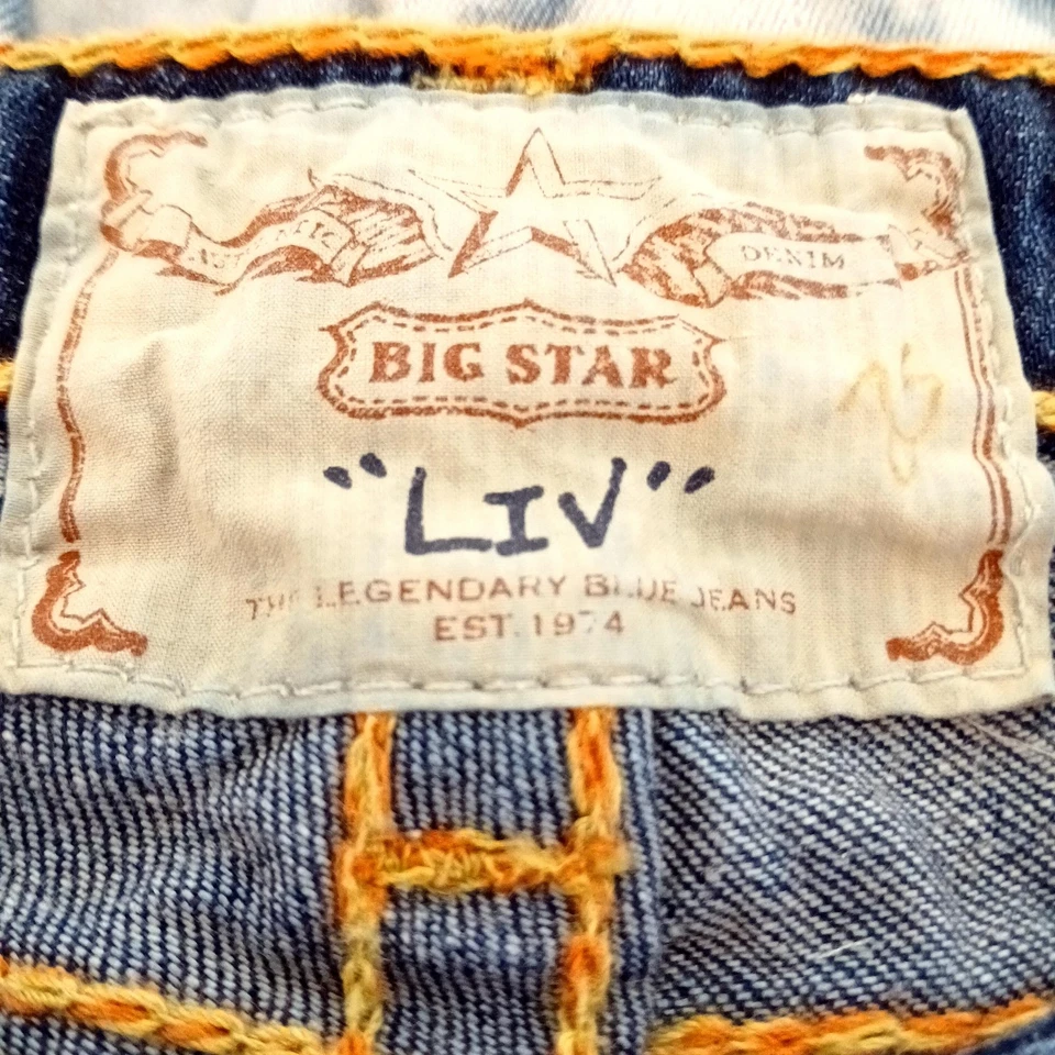 Pantalones de mezclilla Big Star LIV para mujer Bootcut azul 28L hechos en EE. UU. elásticos desgastados Foto 4 de 4