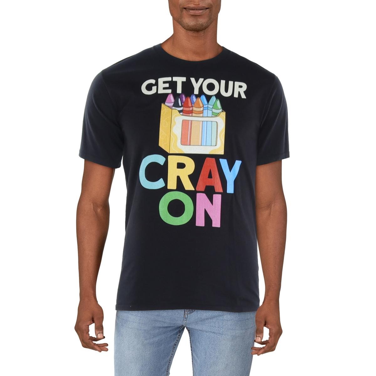 Мужская футболка с круглым вырезом и графическим принтом Port - Company Mens Crayon Black S BHFO 0711 3090₽