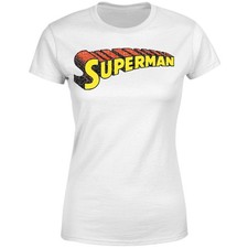 Image of DC Superman Telescopic Crackle Logo Womens T-Shirt | Official Licensed | White