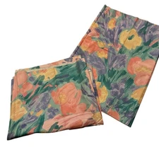 Vintage Upholstery Fabric Remnants Lot Floral Pastel Brushstroke Decor Craft