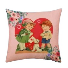 NEW: Vintage Cute Valentines Day Pillow Cover BONUS Insert Pillow - 18 x 18"