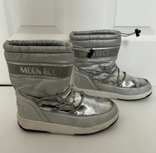 The Original Moon Boot Kids Snow Boots Silver - Size UK2.5/EU35/US3.5 See Photos