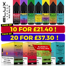 Elux Nic Salt 10ml E Liquid Vape Juice | Elux Salts 5mg/10mg/20mg 10ml 50VG/50PG