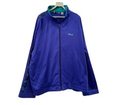 Vintage FILA Track Jacket M L Blue Teal Full Zip 90s Athletic Retro 115