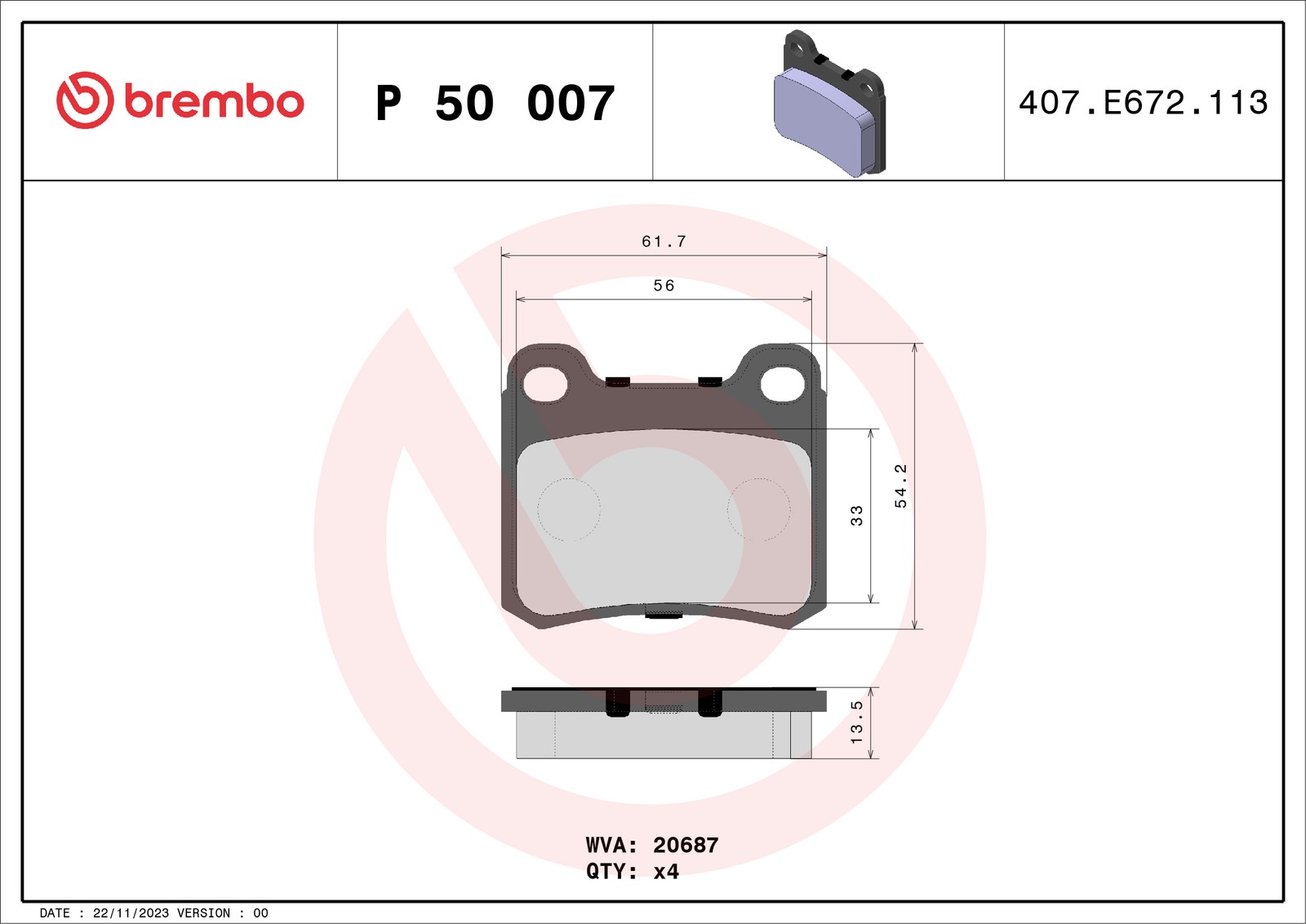 Fits BREMBO P 50 007 HAM PADS. REAR MERCEDES W201 82-93 REAR  ⭐UK Stock⭐