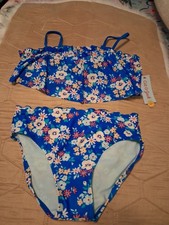 Cat Jack Girls Tropical Blue floral two piece Bikini size XX Large 116 18 New