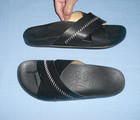 Olukai Black Leather Kipe a Olu Women’s Crisscross Slide Sandals Size 7 — photo 1