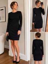 Michael Kors Black Long Sleeve Sheath Dress Size 6 Career Classic Zip Cuff Mini