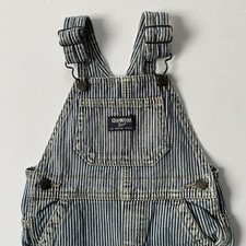 Oshkosh B  Gosh Railroad Overalls Size 18 Months Hickory Striped Vestbak EUC
