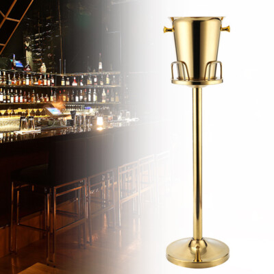 Floor Standing Golden Champagne Ice Bucket Stainless Steel Wine Cooler Ice Gift