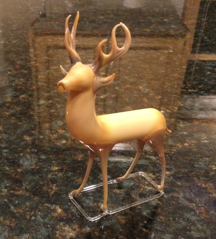 VTG/ Antique German Christmas Ornament Reindeer Hand Blown Art Glass Bimini Stag