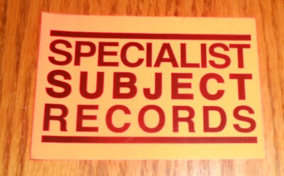 Specialist Subject Records Neon Sticker Original Promo 4x2.75 Record Label