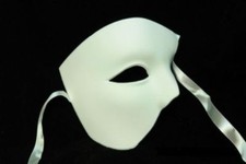 PHANTOM OF THE OPERA MASQUERADE MARDI GRAS COSTUME HALF MASK WHITE BLANK PLAIN