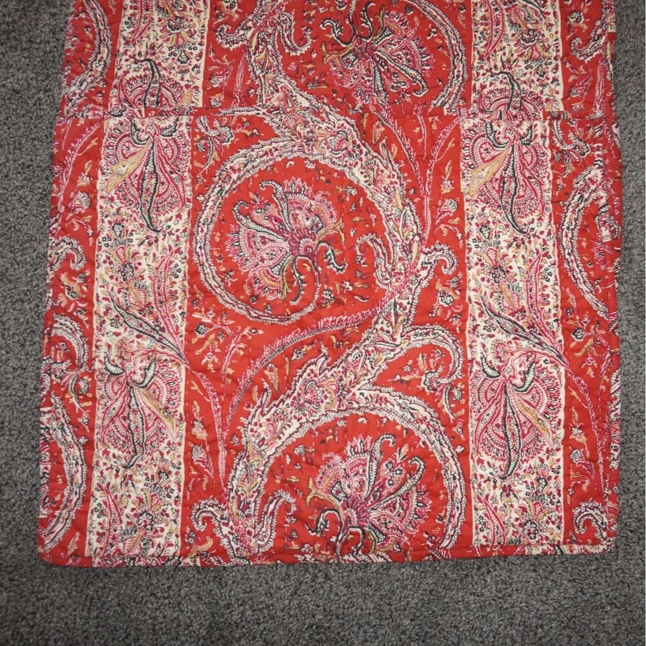 Pottery Barn Quilted Pillow Sham Standard Red Paisley 26" x 20" Set 100 Cotton eBay