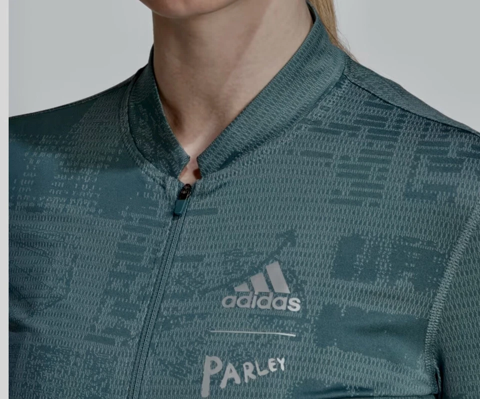 Camisa de Ciclismo ADIDAS Parley Hazy Esmeralda Cremallera Frontal Reflectante NUEVA Para Mujer Talla M Foto 3 de 4