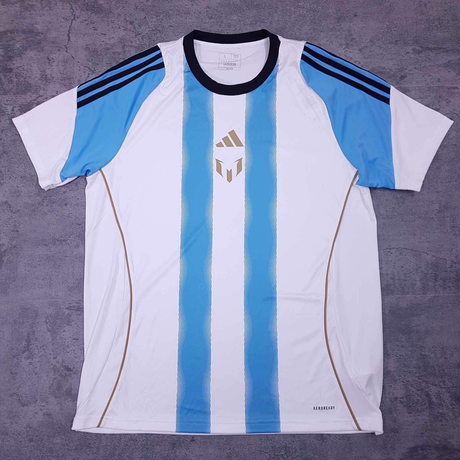 ADIDAS Messi Argentina Training Soccer Jersey Mens Size LARGE Blue White 