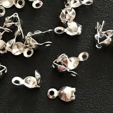 Clamshell Folding Necklace Tip Beads Tiger Tail Knot Covers Calottes 100pcs