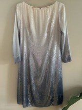 Pamella Roland Ombr Sequin Cocktail Dress Long Sleeve Unfinished Hem