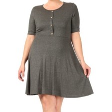 Plus Size Gray Dress 2X Women's Beautiful Stylish Grey Mini Dress 2X
