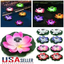 3D LED Solar Powered Flower Light Floating Fountain Pool Pond Lamp Garden Decor