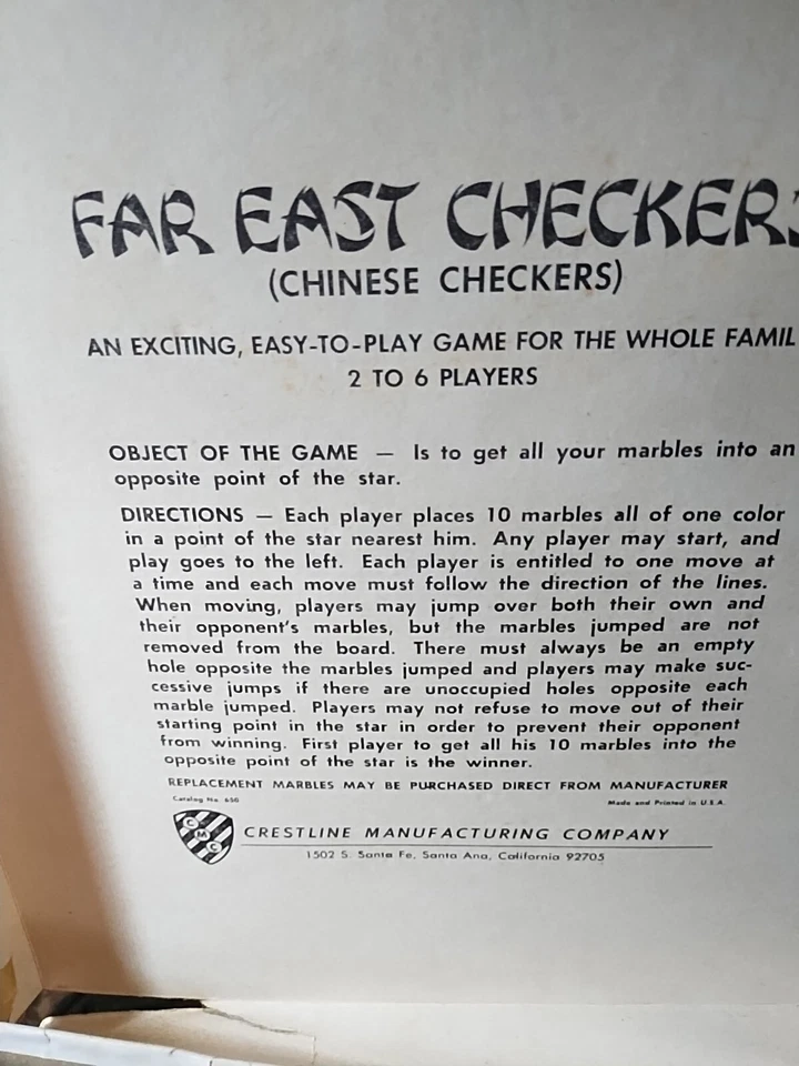 Vintage Chinese  Checkers Game Board + Marbles Note Some Marbles Missing Sew Pic - Image 3 of 4