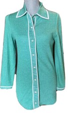 Vintage 1970s Vivo Susan Thomas Green Button Front Collared Jacket Size Small