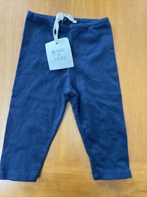 Babe & Tess (Italy) NWT Navy Blue Cotton Blend Knit Leggings-6 Months