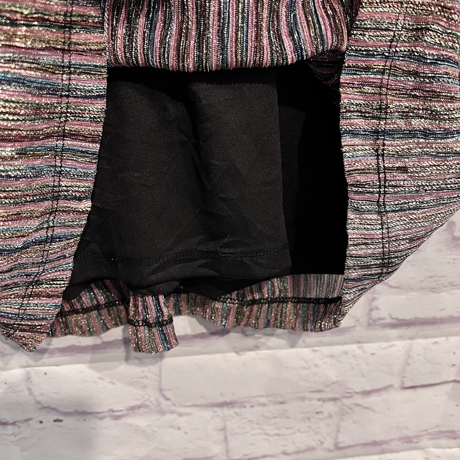 Julia Jordan Multi Colored Shimmery Stripe Metallic Long Sleeve Faux Wrap Dress thumbnail 11