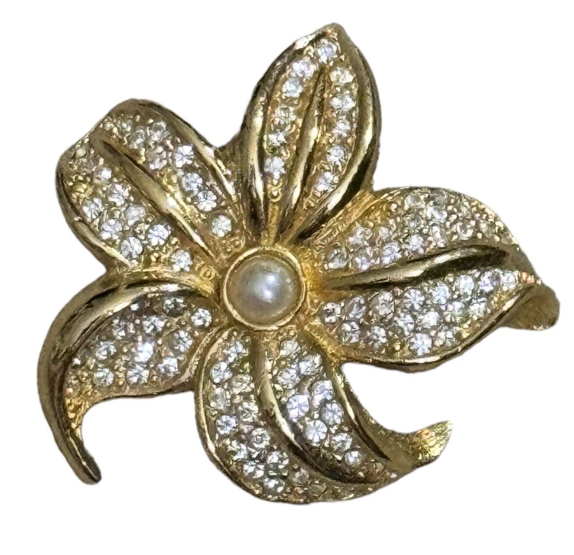 Broche fleur costume Christian Dior rare or diamants perles