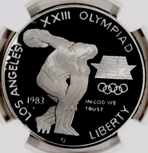 1983 OLYMPICS Silver $1 NGC PF70💥FLAWLESS QUALITY💥⭐️RARE🌟 - Picture 3 of 5