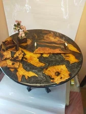 Modern Epoxy Resin Dining Table Top, Handcrafted Wood Resin Furniture Decor Gift