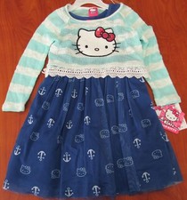 NEW HELLO KITTY GIRLS DRESS  WITH PULLOVER SWEATER 2-PIECE SET SZ 4 5 6
