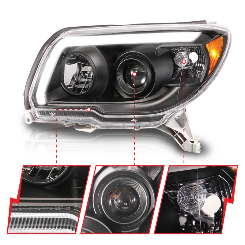 For 2006-2009 Toyota 4 Runner ANZO Projector Headlights Plank Style Black Foto 3 de 4