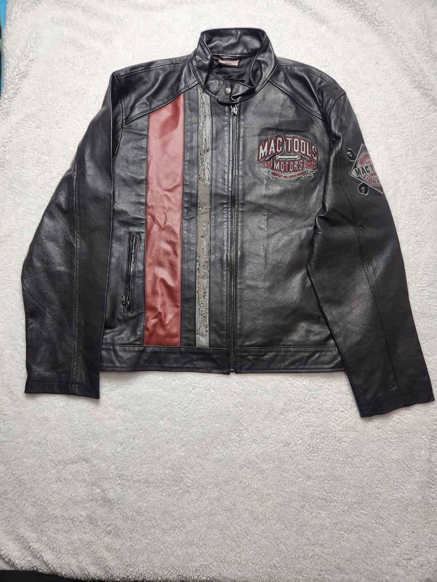 Vintage Leather Mac Tools Cafe Racer Mechanic Jacket L Vintage Leather Mac Tools Cafe Racer Mechanic Jacket L