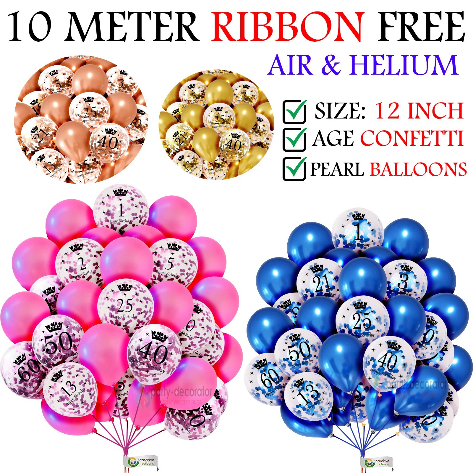 PINK BLUE Age Birthday Balloons 16th 18th 21st 30th 40th Birthday