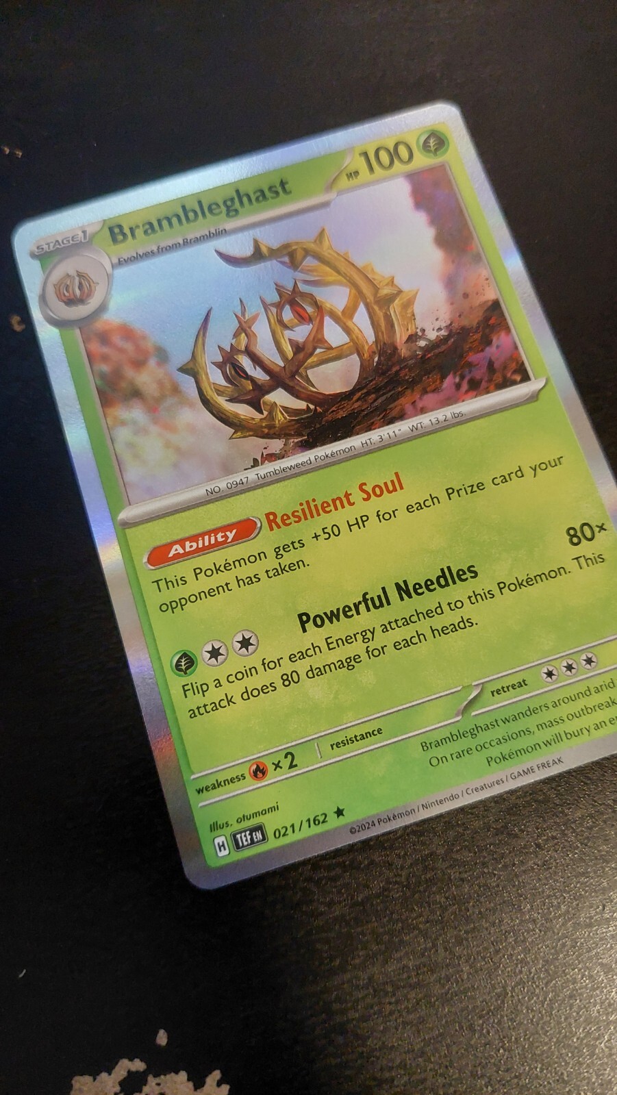 Brambleghast 21/162 Holographic Pokemon card