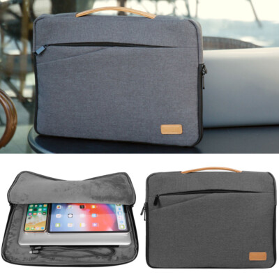 Gray Nylon Laptop Padded Carry Bag For 13