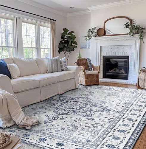 Tumble Rugs Washable Dining Room Area Rug for Living Room Non 8x10 Blue - Picture 4 of 6